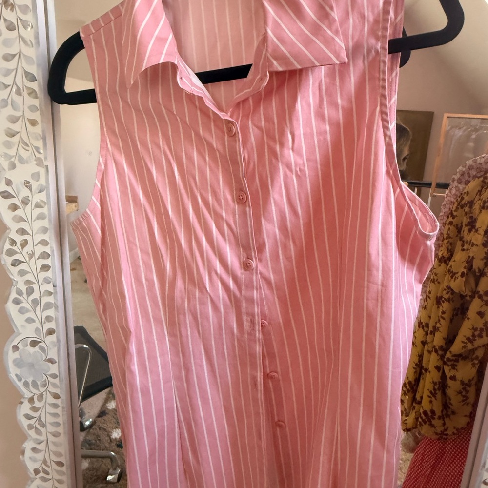 Reformation jimmy top Sleeveless Pink Stripe Button-Front Top